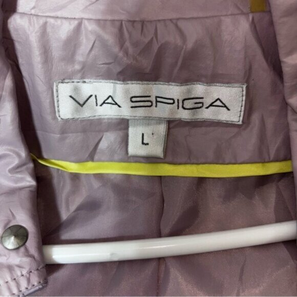 Via Spiga Women's Pinkest Rain Coat Studded Details Double Pockets Sash Spring - Picture 4 of 14